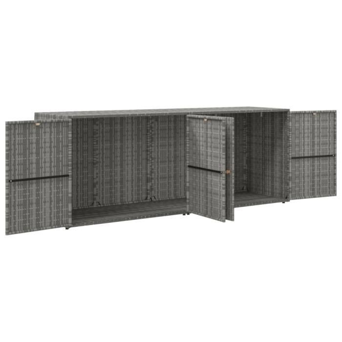 vidaXL Armoire de rangement jardin Gris 198x55,5x80 cm Résine tressée, abri de jardin, boîte de rangement de jardin, 319871