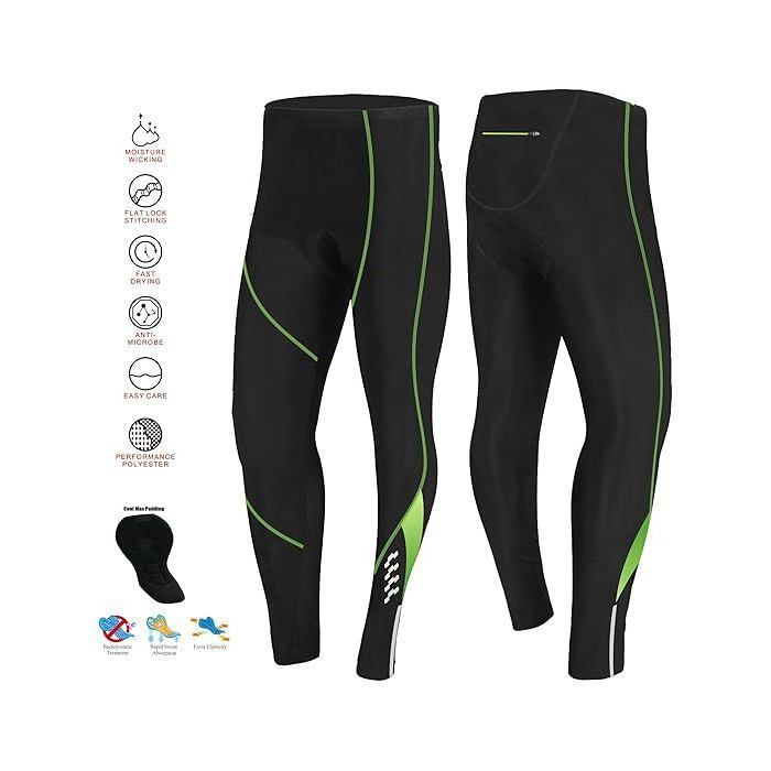 Pantalon cyclisme - BRISK BIKE - Model 2 - Confort coussin intégré - Vert - Respirant