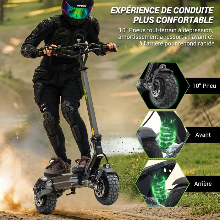 Patinete eléctrico de 2400 W para adultos, 57 km/h, neumáticos de 10