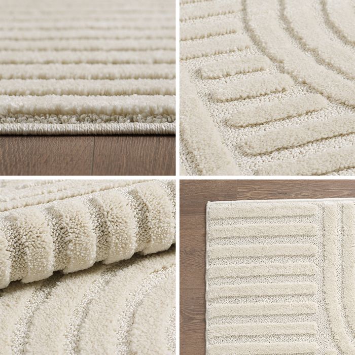 Teppium Tapis de Salon et Chambre à Poils Bouclés Crème 140 x 200 cm style bohème scandinave tapis décoratif