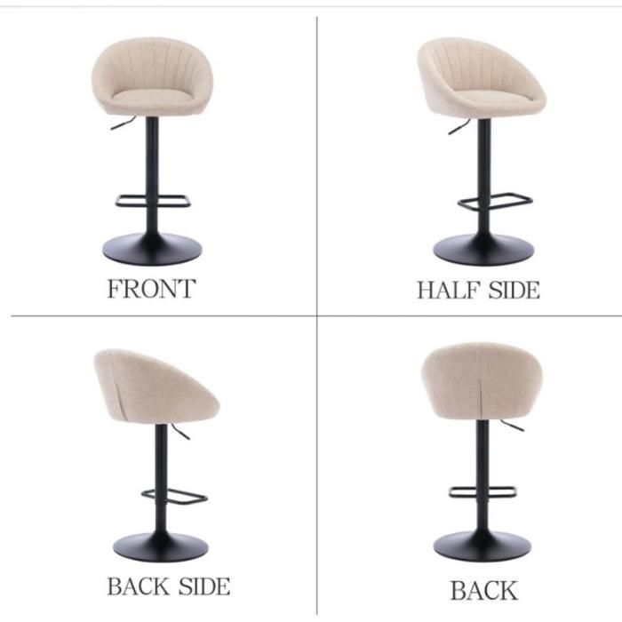 MIPAN - Juego de 2 taburetes de bar, sillas de bar de tela, ajustables, sillas altas de cocina con reposapiés, para bar/cocina, color beige.