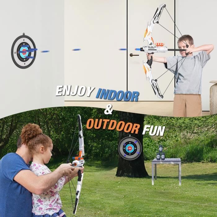 Arrow and Bow Set - BLEOSAN - Nerf Compatible - 2 Bows - 40 Darts - 8 Targets