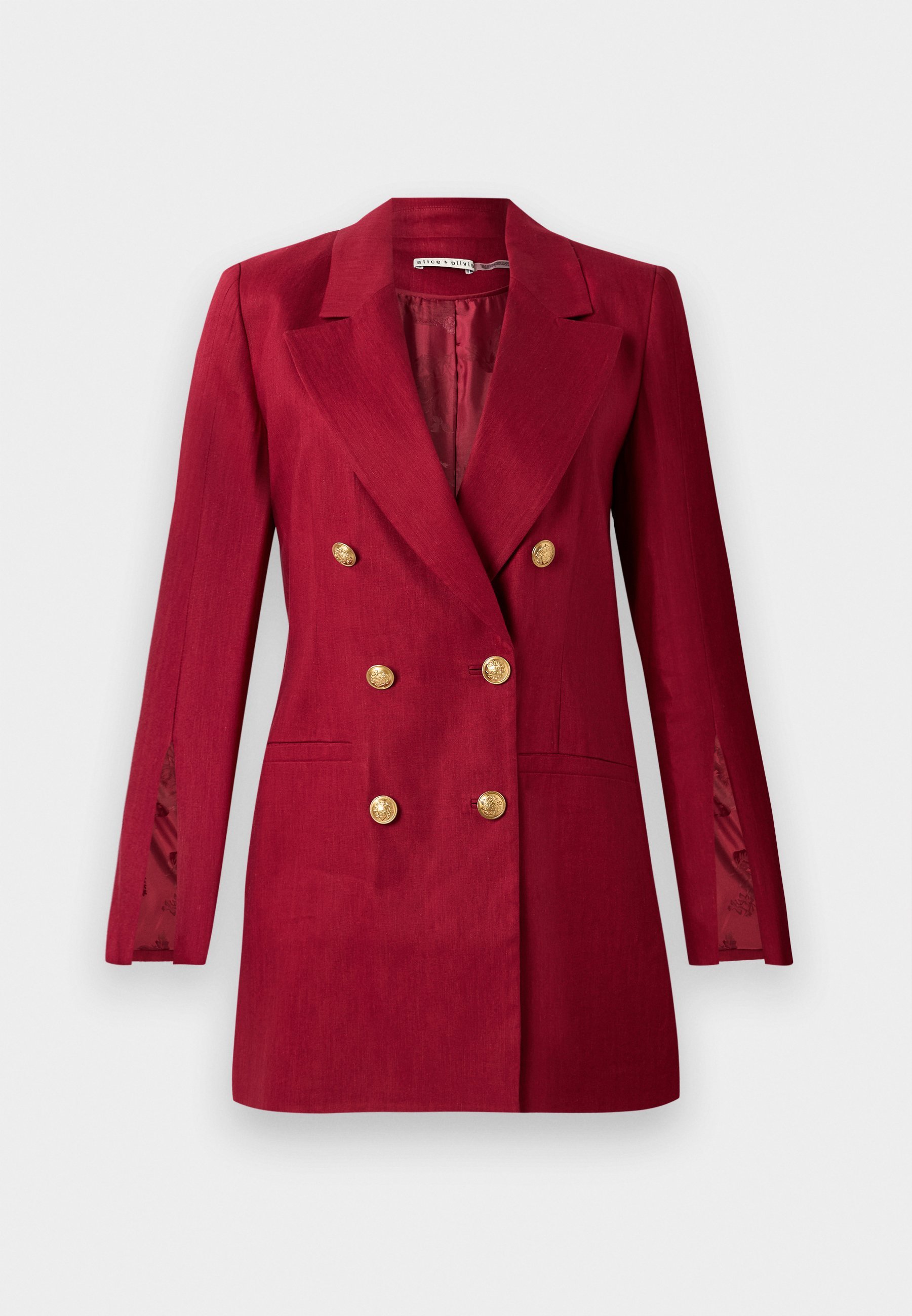 Blazer Alice + Olivia CAMPBELL SLIM BREASTED - color ciliegia scuro