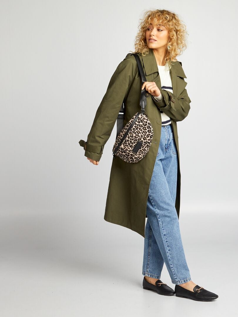Lange trenchcoat met riem - KHAKI