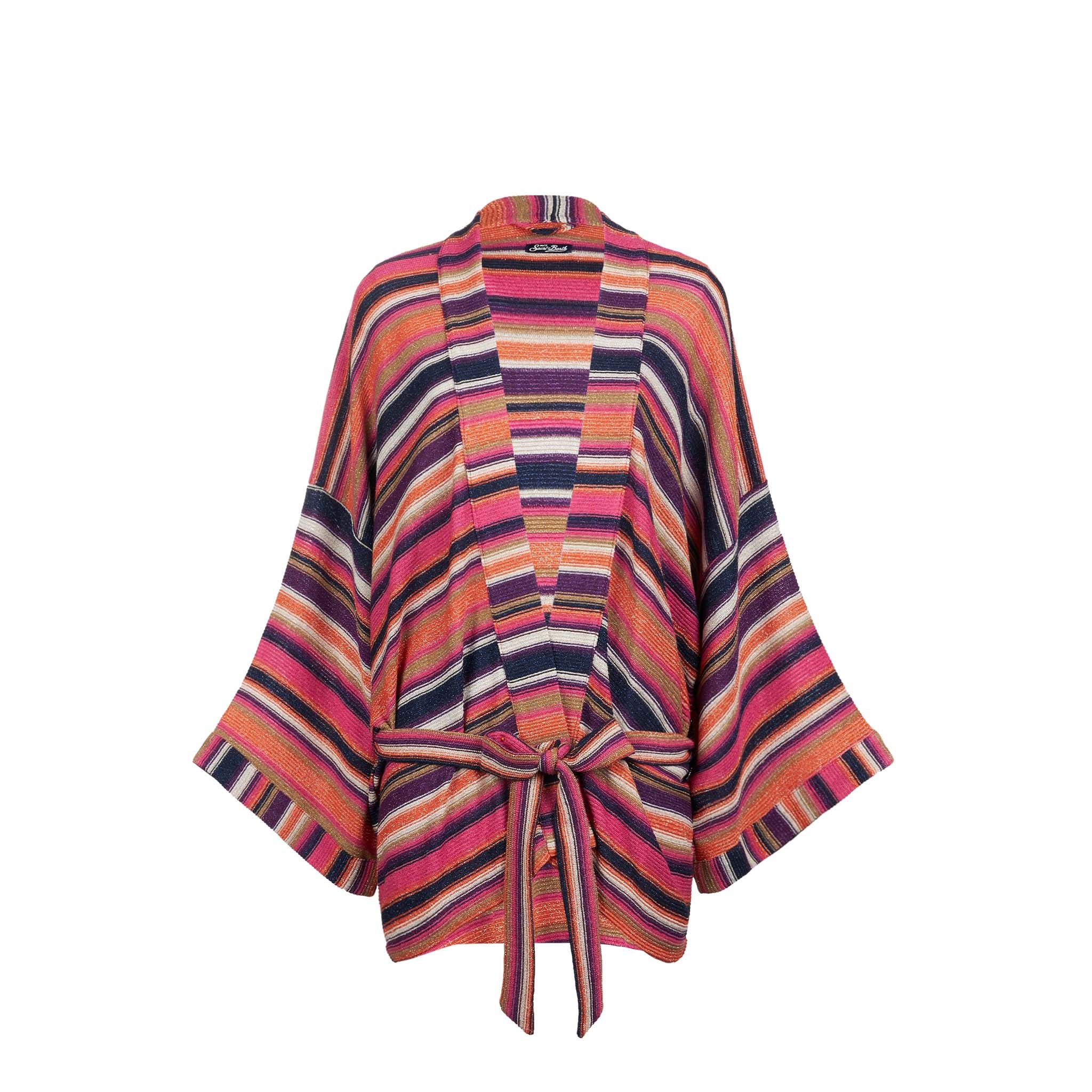 Veelkleurige paarse gebreide kimono