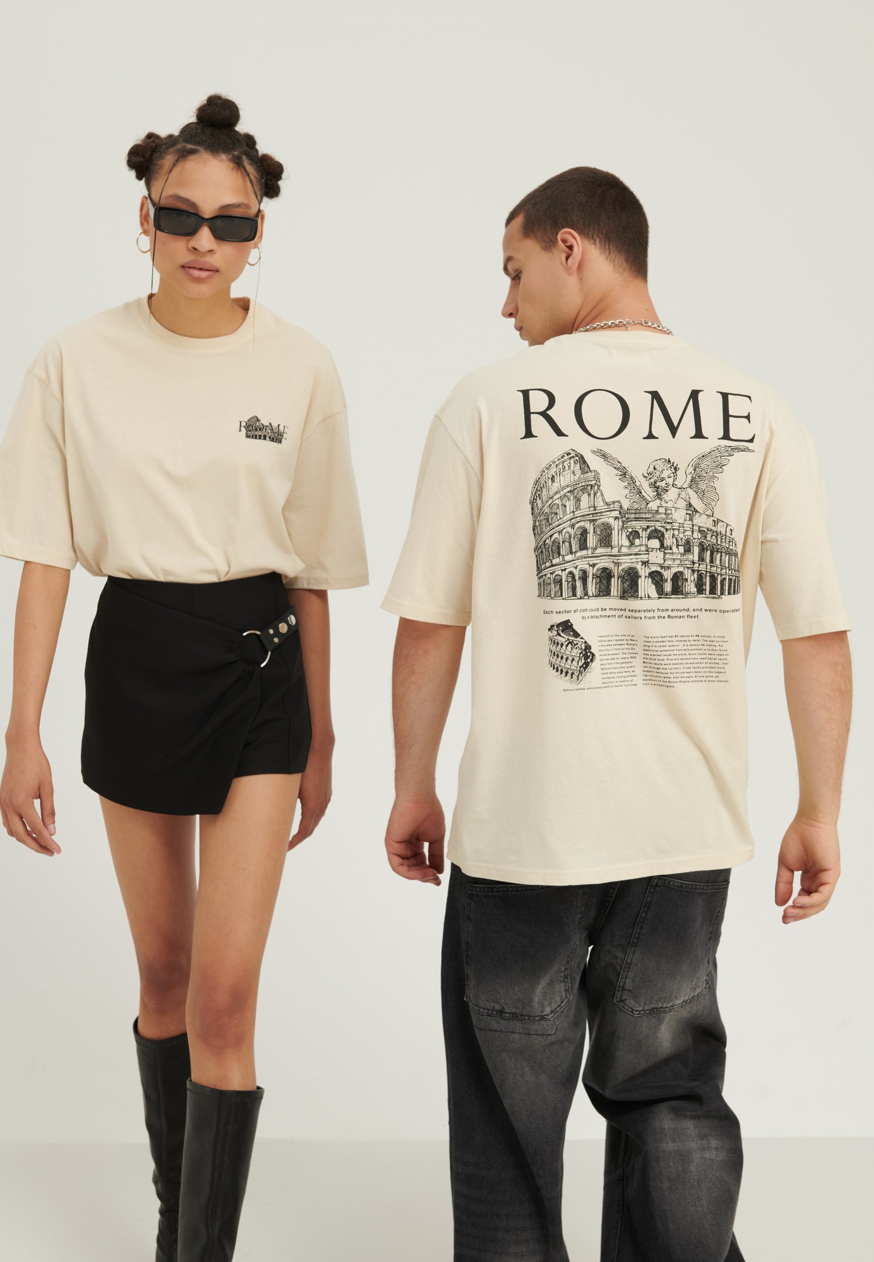 YOURTURN UNISEX - T-shirt met print - gemêleerd lichtbruin