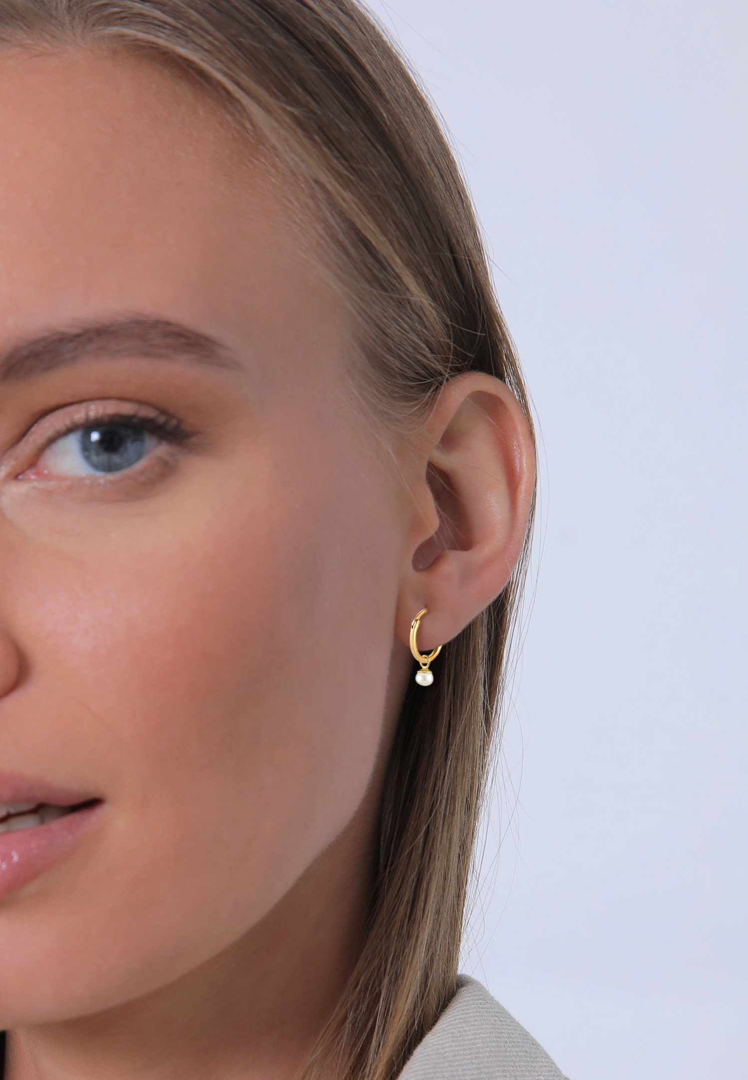 Elli PREMIUM Elli PREMIUM Boucles d'oreilles Femmes Créoles Intemporel Fin Tendance avec perle de culture d'eau douce en argent sterling 925 plaqué or