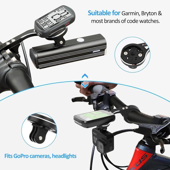 Cykelholder til Garmin og Bryton GPS-cykelcomputere, cykeltilbehør kompatibelt med GoPro/cykellygter, 31,8 mm