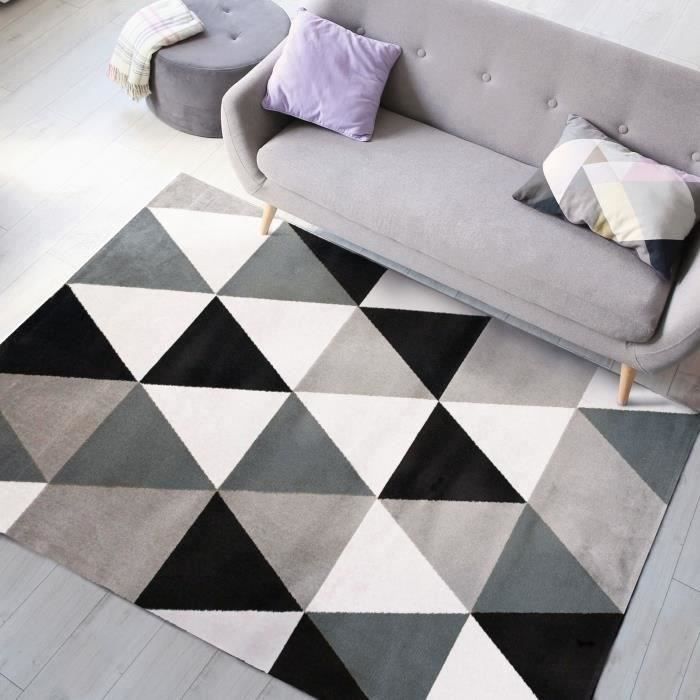 Tappeto da soggiorno TAO SCANDI - 150 x 220 cm - Polipropilene - Nero