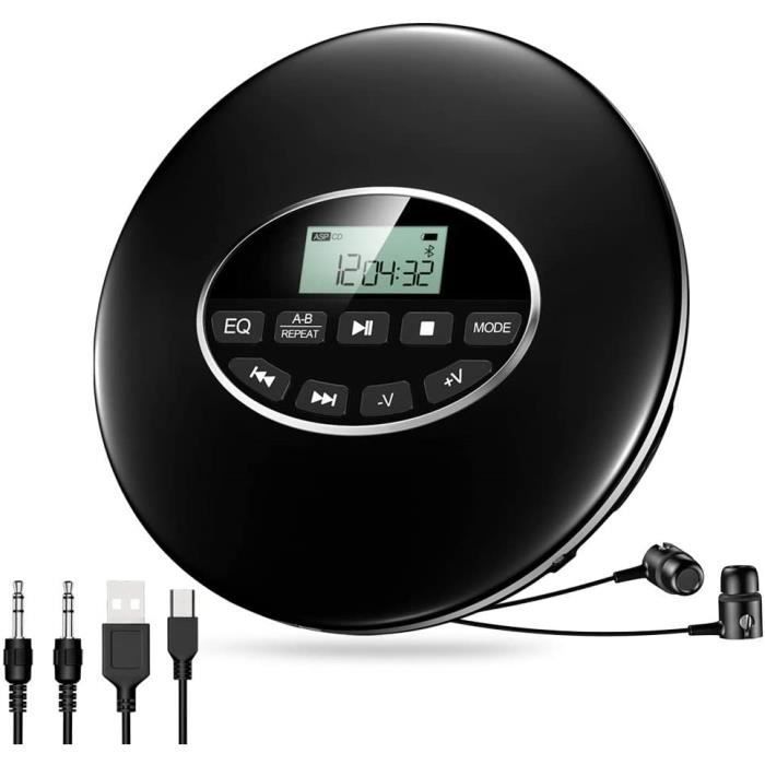 Gueray Bluetooth Portable CD Player Walkman with Headphones, Supports TF Card Playback, CD Player, Anti-Shock Function, Small 62