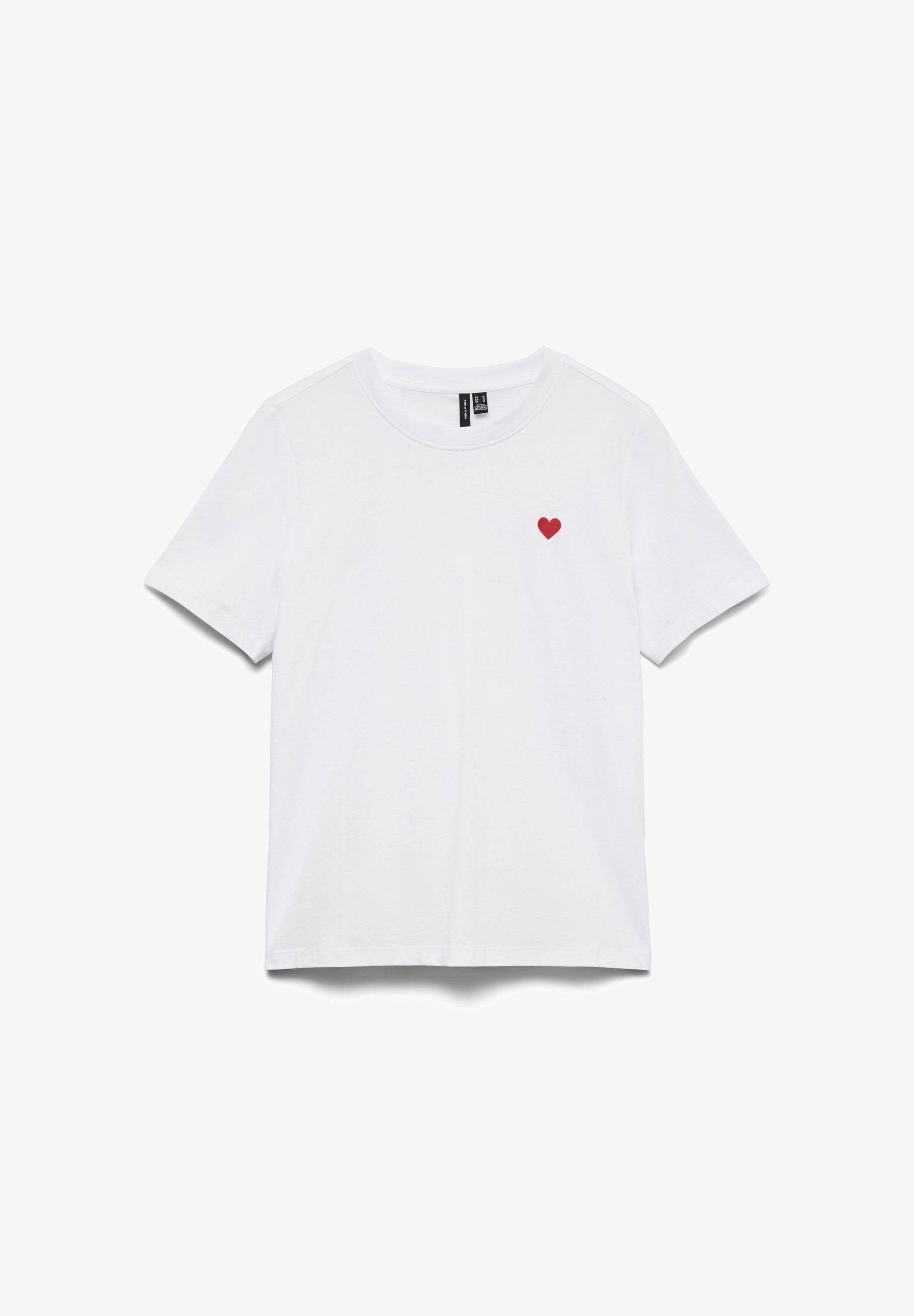 Vero Moda VMPAULINA - Basic T-shirt - helderwit detail met rood hart