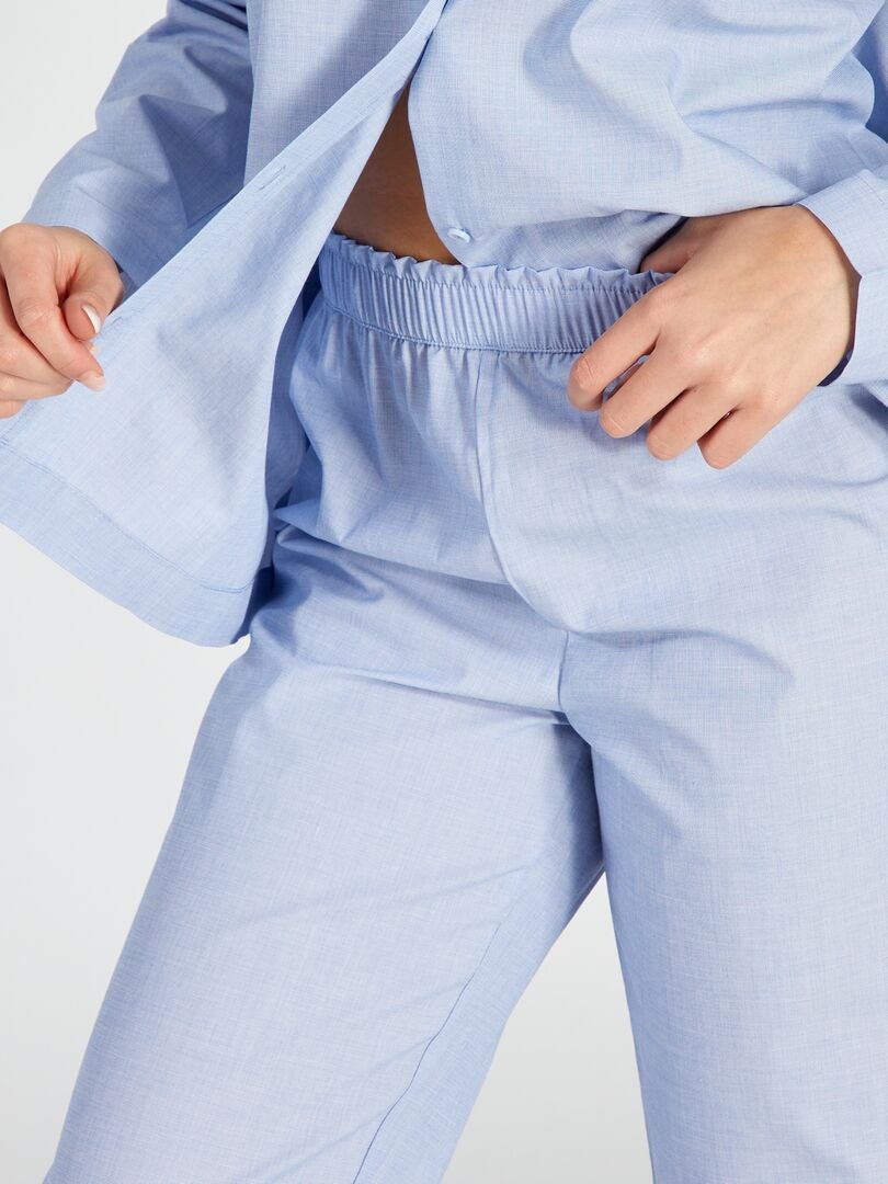 Pyjamaset bestaande uit een lange overhemdjurk en een broek - 2-delig - WIT