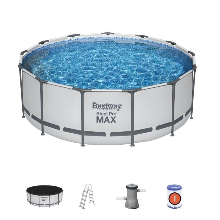BESTWAY Above Ground Tubular Pool Kit - Steel Pro Max™ - 396 x 122 cm - Round (Includes pump, ladder, cover and cartridge)