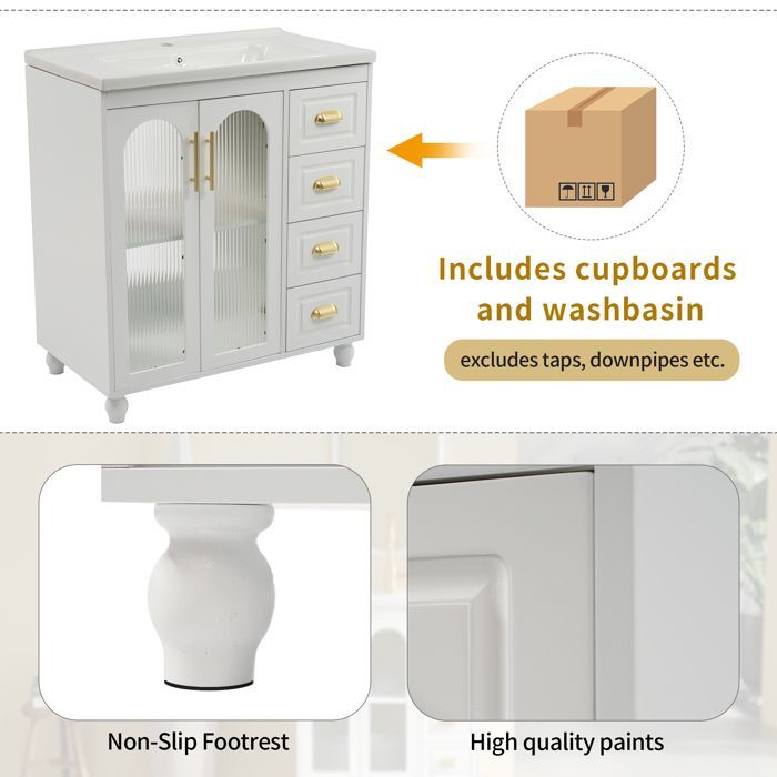 Meuble de salle de bain simple lavabo avec meuble bas 80cm avec lavabo en céramique,blanc