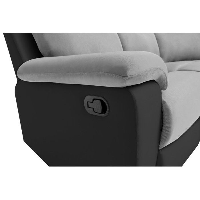 Sofá de canto OSCAR de 5 lugares em tecido bicolor - Cinza/Preto - L238 x P238 x A99cm - LOUNGITUDE