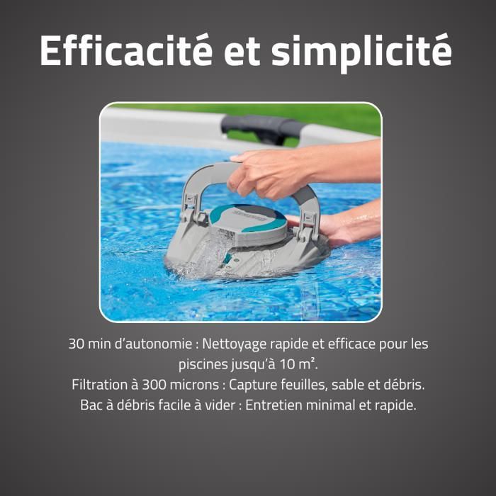 BESTWAY Bestway Robot piscine rechargeable Quartz - nettoyage fond plat - 10 m² max