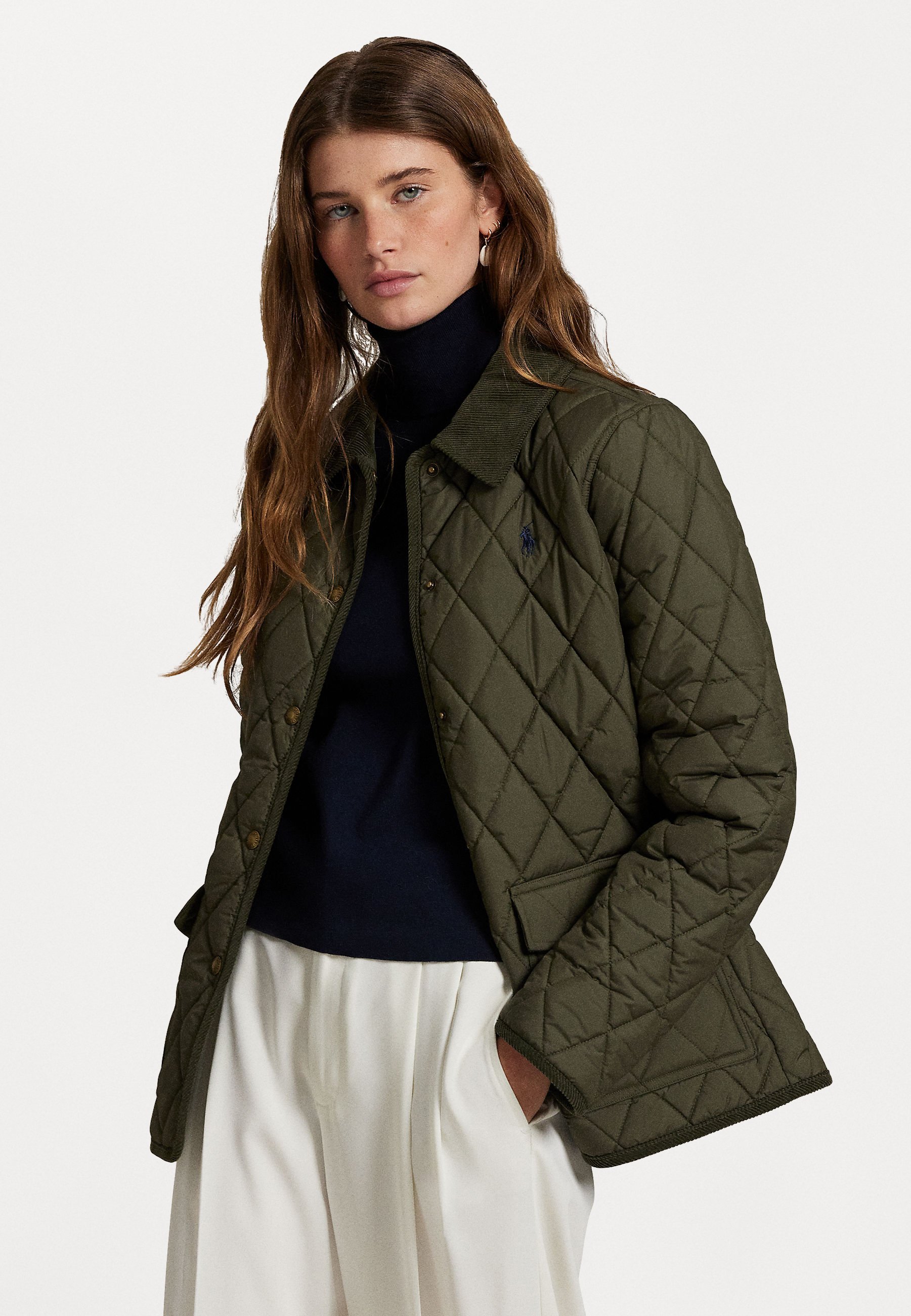 Polo Ralph Lauren Veste matelassée en velours côtelé style grange - Veste légère - Vert ranger