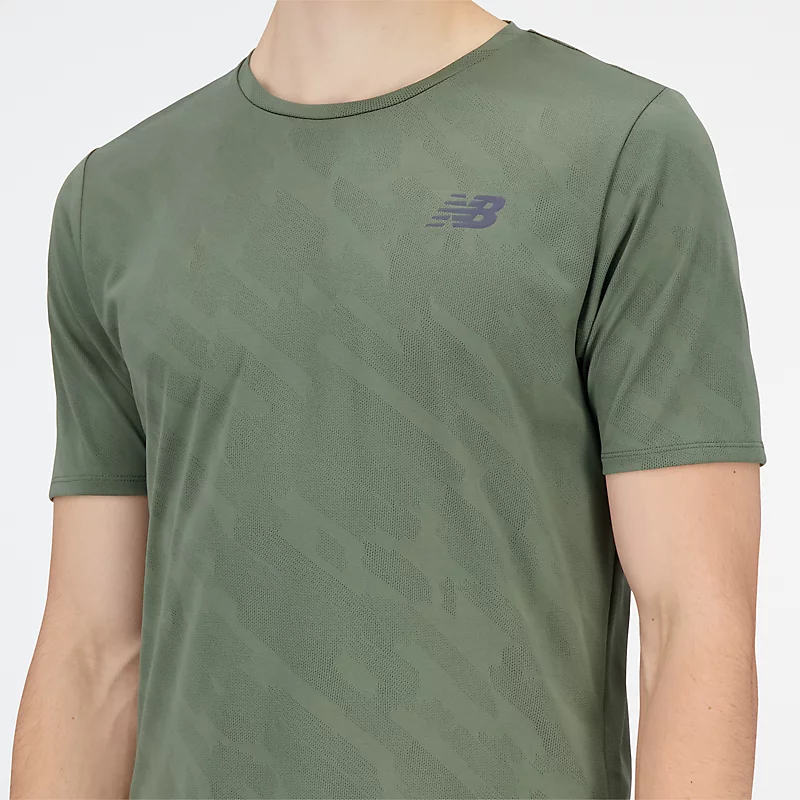 Speed Jacquard Kurzarm-T-Shirt für Herren – Tiefes Olivgrün