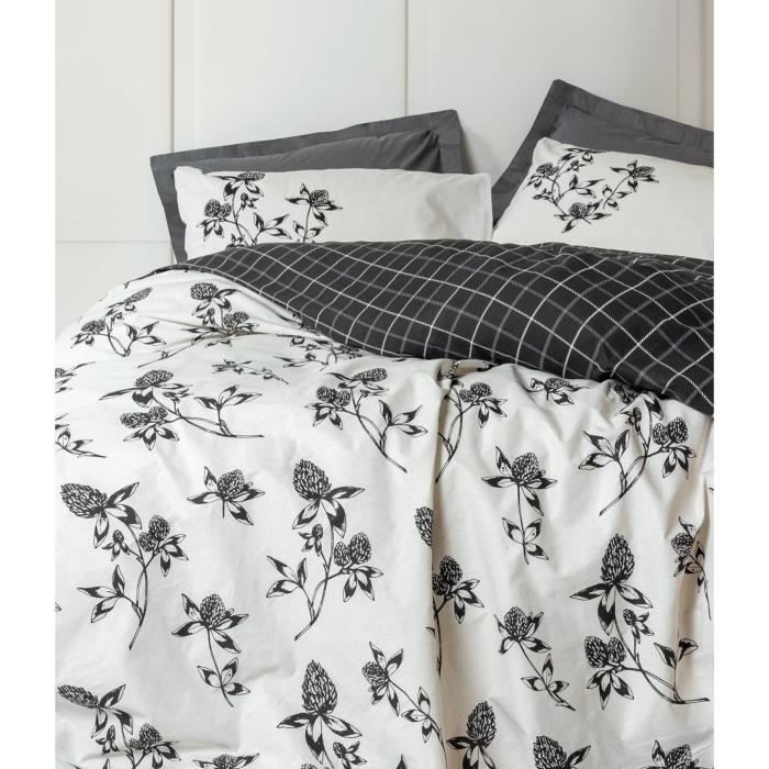 Bedding set - 1 duvet cover 220 x 240 cm + 2 pillowcases 60 x 60 cm - 100% reinforced cotton - Anthracite