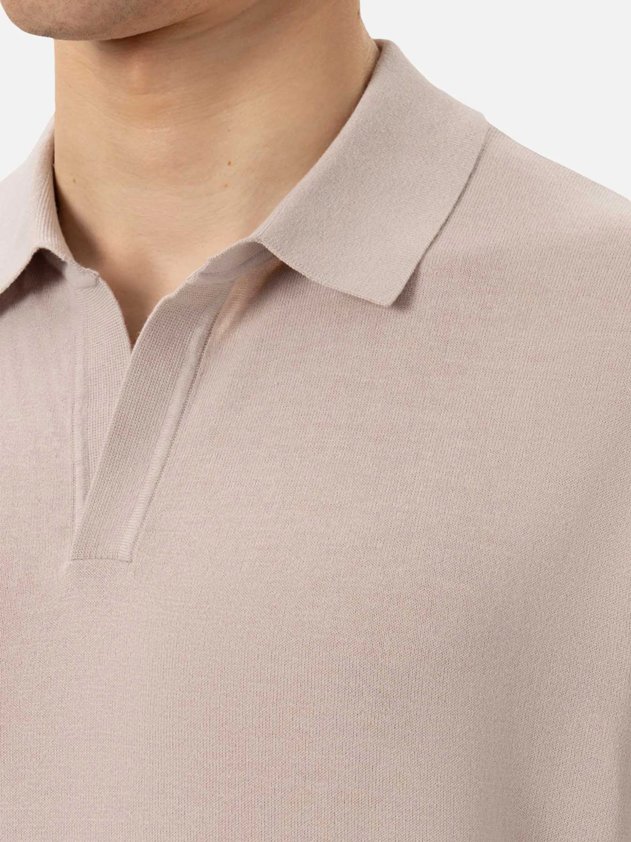 Sloan poloshirt in steengrijs gebreid zonder knopen