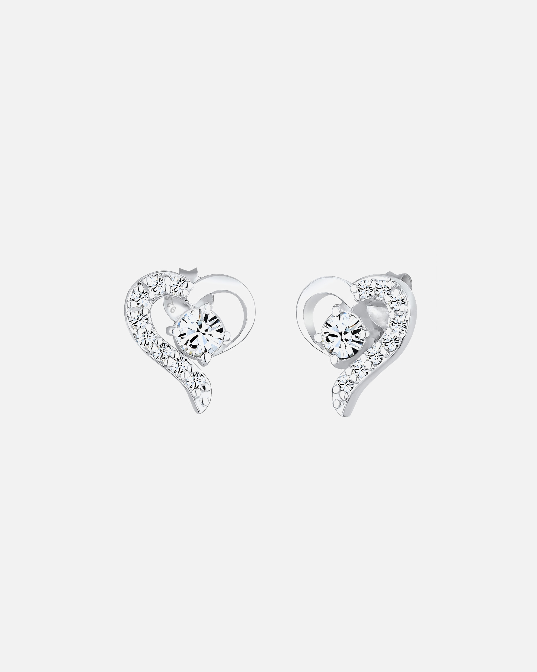 Elli Femmes Clous d'oreilles Cœur avec Cristaux en Argent Sterling 925