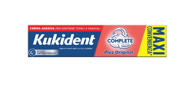 KUKIDENT Kukident Complete Plus Original Sabor Menta Ligera 65 g Crema adhesiva para prótesis dentales completas y parciales