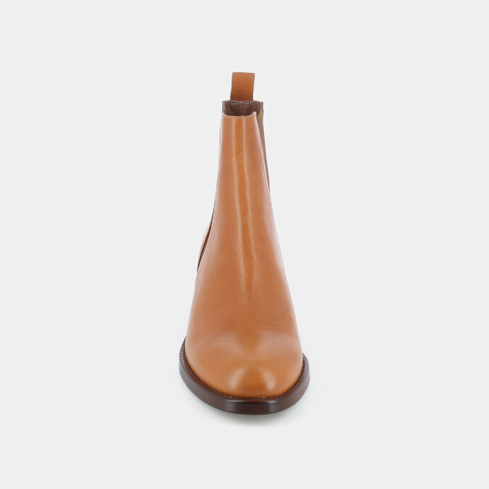 Bottines à élastiques  en cuir camel