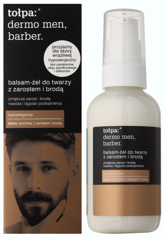 Bálsamo em gel calmante Tołpa Dermo Men Barber para homens com barba