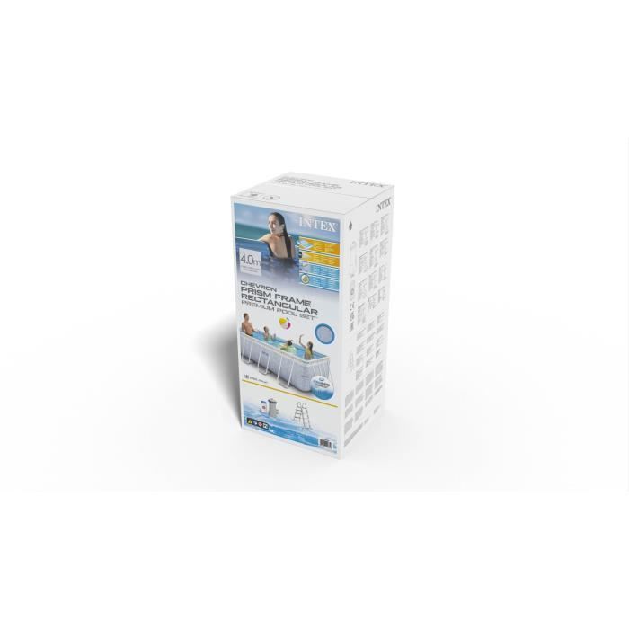 Kit de piscina tubular elevada Intex - Estructura Pris - 400 x 200 x 100 cm - Rectangular (Bomba, cartucho y escalera) - 26780NP