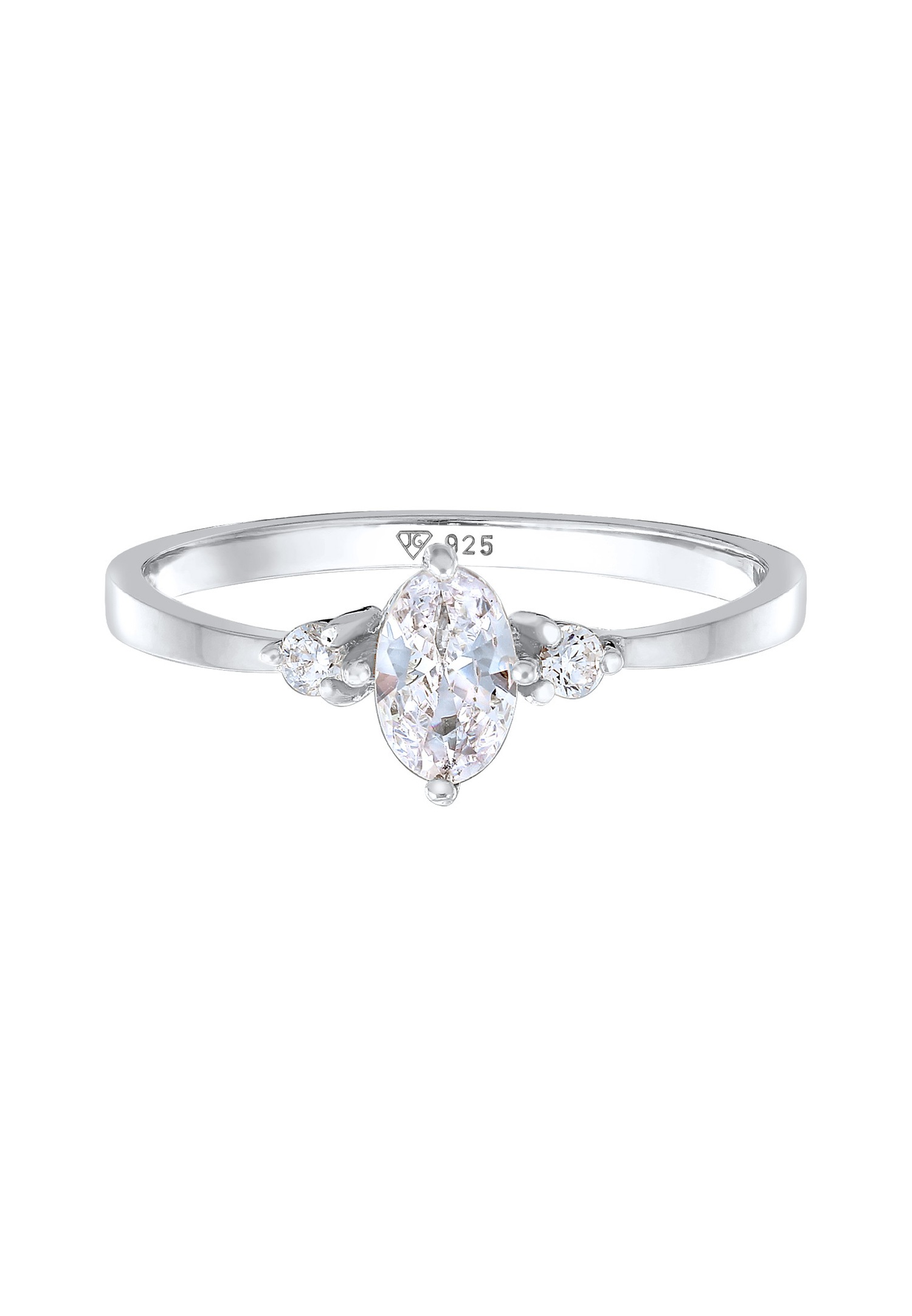 Elli Femmes Bague de fiançailles ovale avec Cristaux de Zirconium en Argent Sterling 925