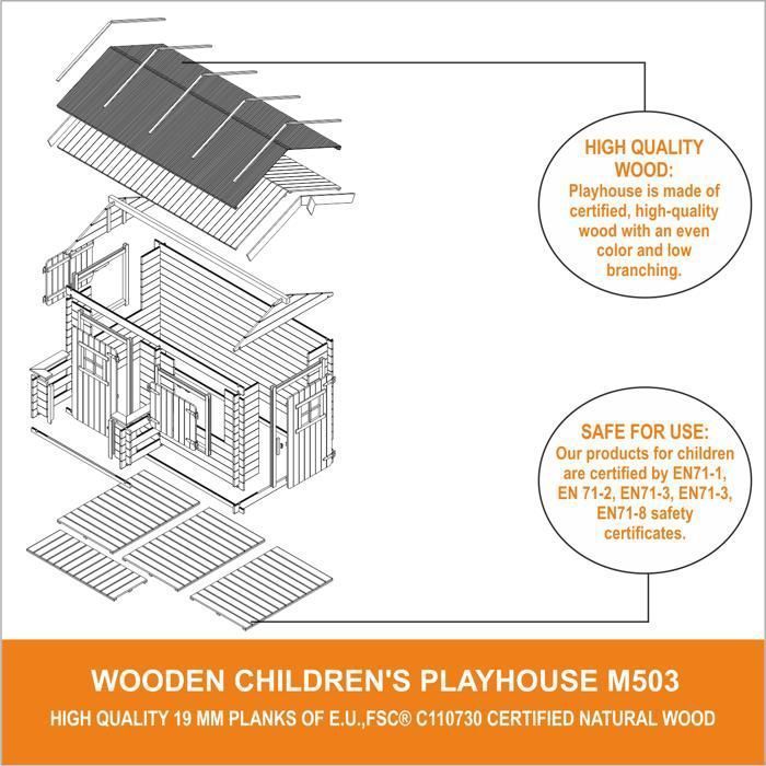 Maison en bois pour enfants - Timbela M503 - Extérieur - 175x235xH151cm