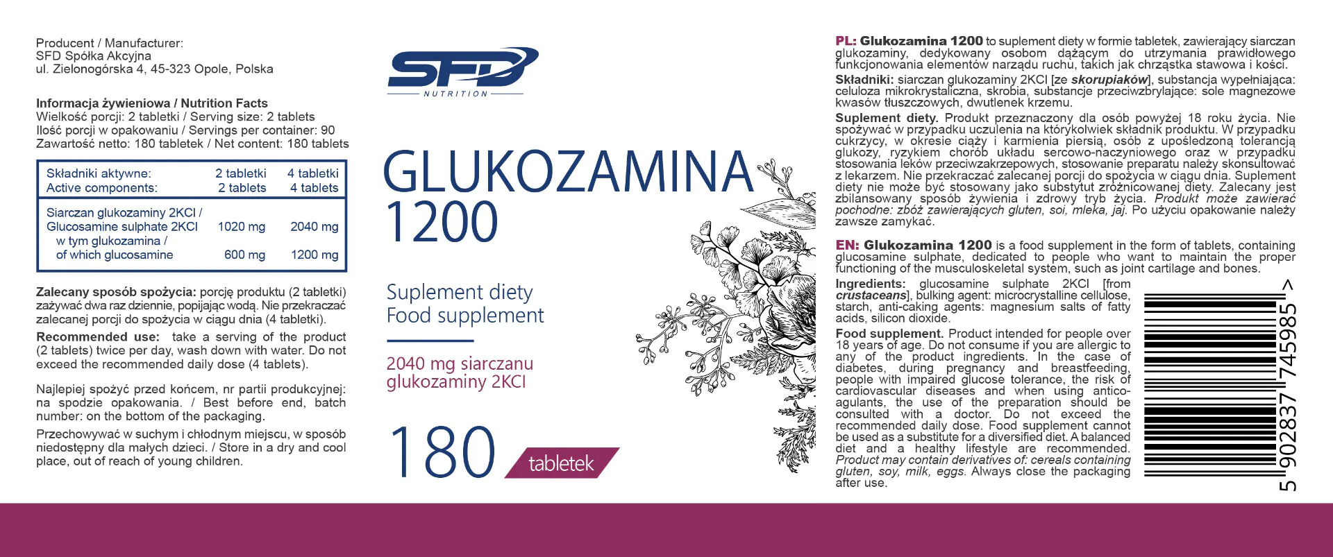 SFD Glukozamina 1200, Tabletki
