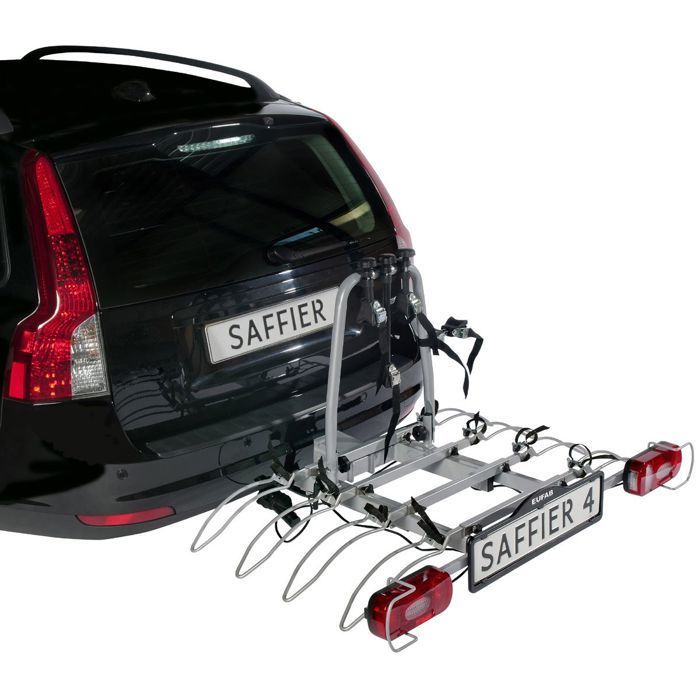Suporte de engate para 4 bicicletas Eufab Saffier 4 com inclinação - 7 pinos