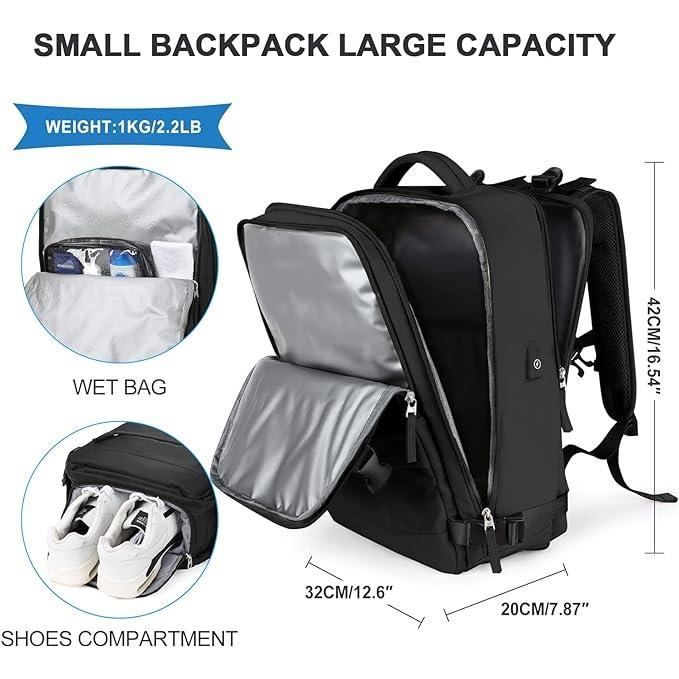 Mochila de cabina para viajes - FREOSEN - 42x17x31cm - Impermeable - Con puerto de carga USB
