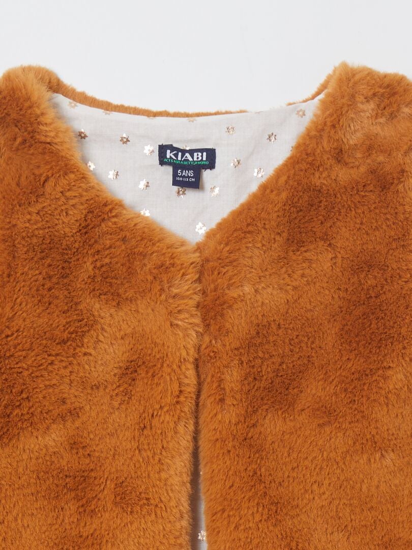 Mouwloos vest van imitatiebont - BRUIN