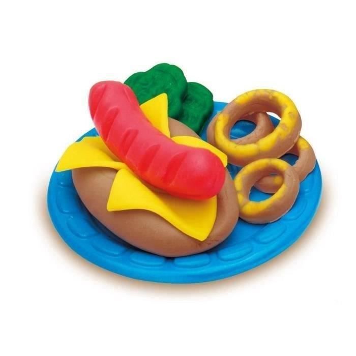 Play-Doh Burger Party, Set di plastilina Play-Doh per creare hamburger e hot dog, Età 3+