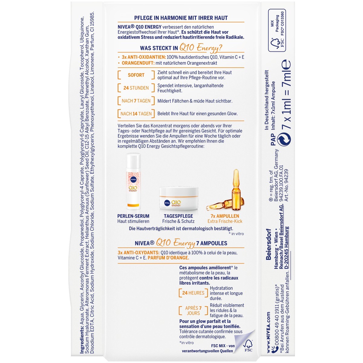 NIVEA Gesichtspflegeset Q10 Energy Anti-Falten 7 dosis - 7 ml