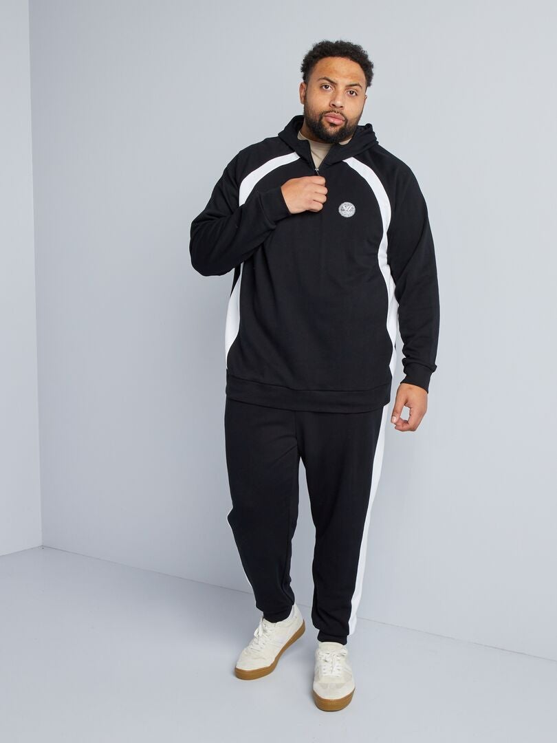 Sweatshirt met hoge hals en ritssluiting - ZWART