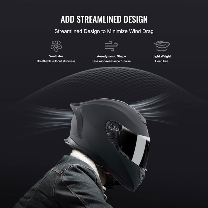 Casco integral de motocicleta VEVOR con ranura Bluetooth y lente intercambiable, cómodo casco de motocross homologado por DOT, talla L