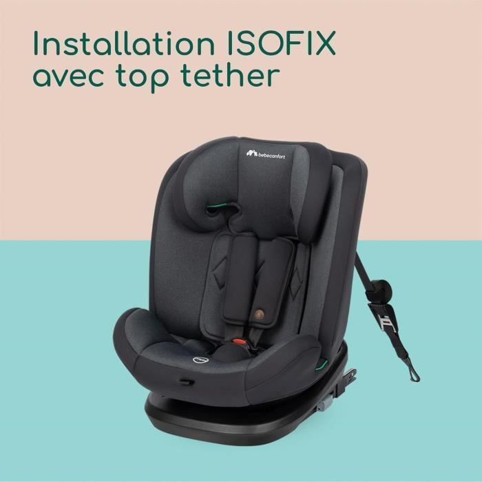 BEBECONFORT Siège auto EverFix i-Size évolutif, isofix, réhausseur, groupe 1/2/3, 15 mois à 10/12 ans, 76-150cm, 9-36kg Tinted Black