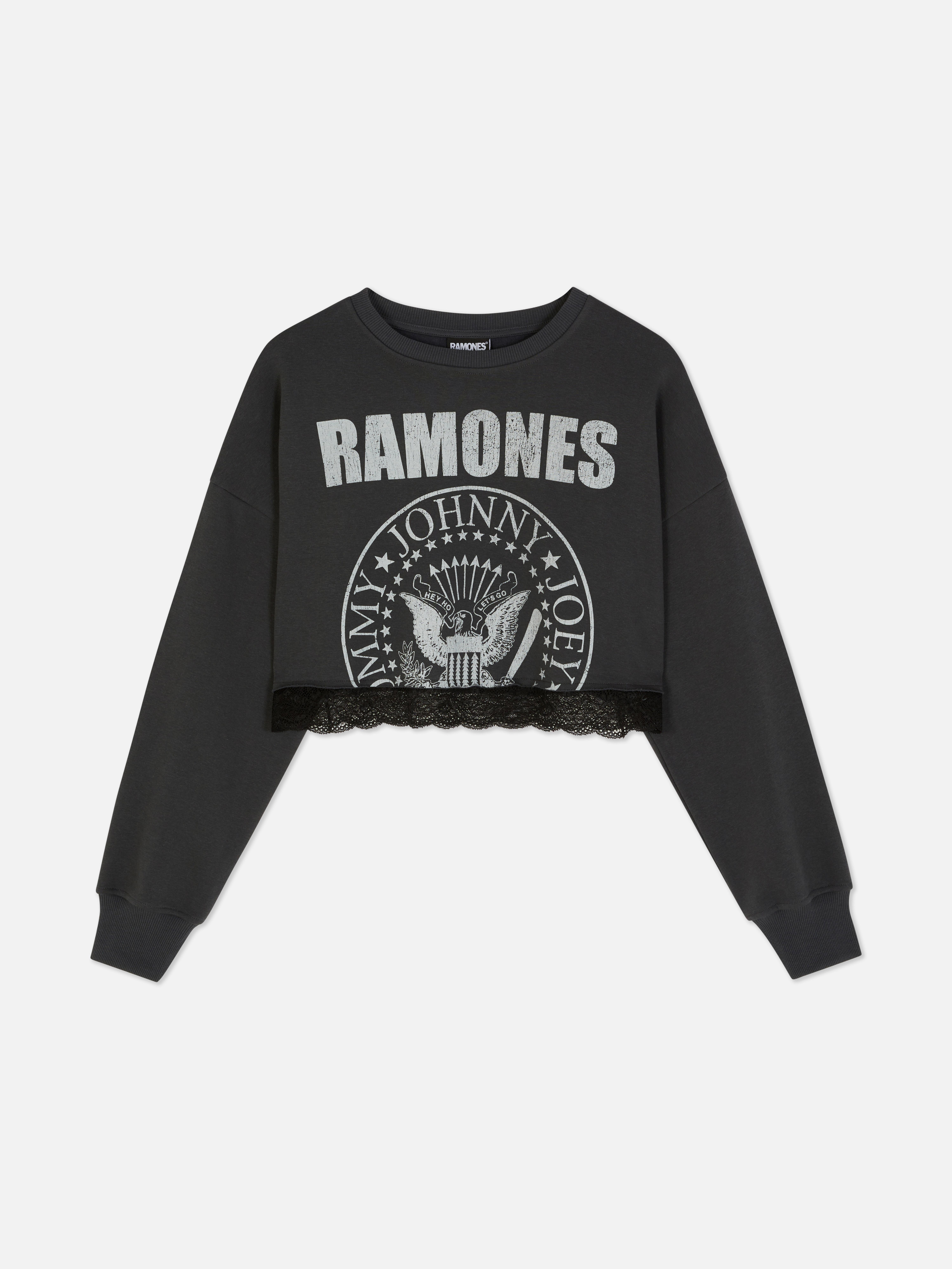 Hanorac scurt cu dantelă Ramones Hanorac scurt cu dantelă și sigla Ramones pe față