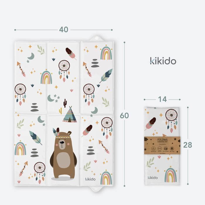 Matelas à Langer de Voyage 40x60 cm - KIKIDO - Tapis à Langer Bébé - Nomade, Pliable, Imperméable et Portable - Teddy