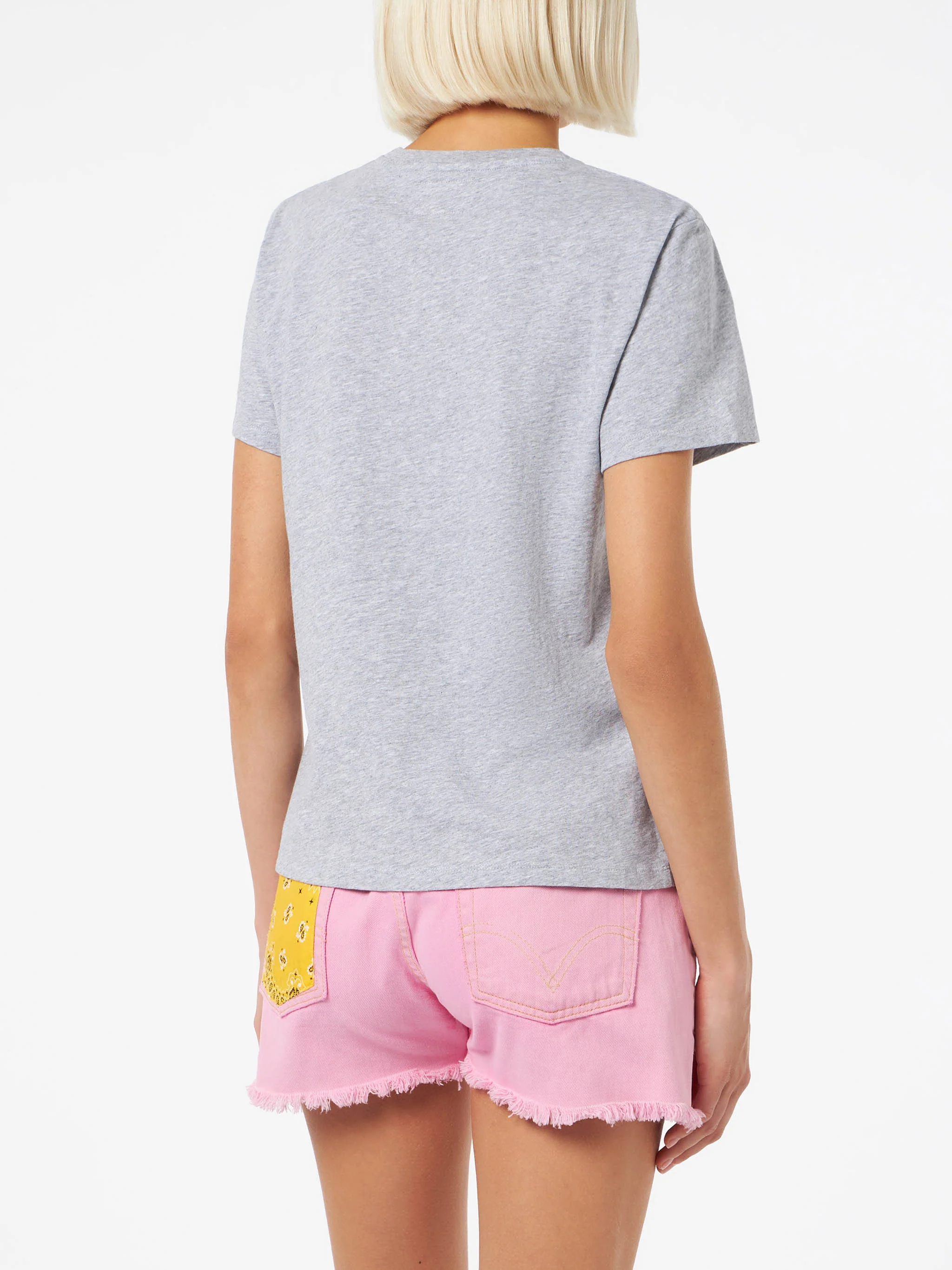 Emilie dames T-shirt met ronde hals, gemaakt van katoenen jersey met Saint-print.