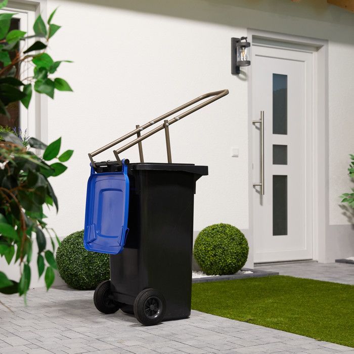 Relaxdays Compacteur déchets, pour poubelle, écraseur ordure, non recyclable, 41x35x95cm,plastique, manuel, acier, brun
