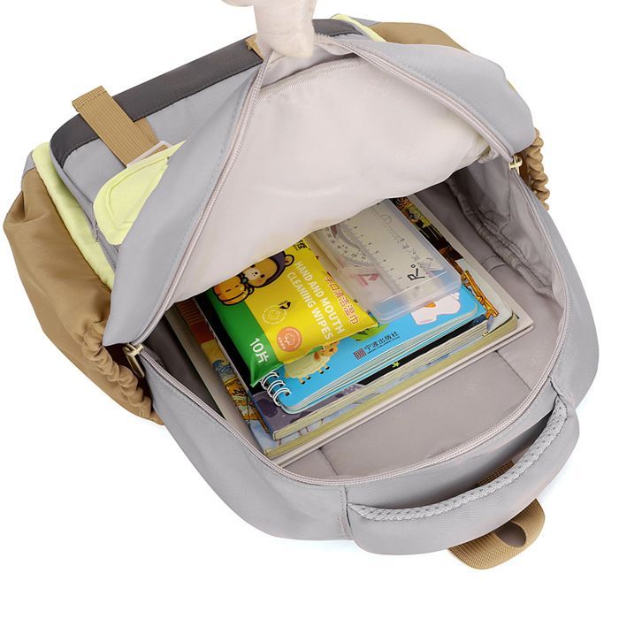 Mochila infantil de nailon para jardín de infancia - 28x12x34cm - Mochila escolar ligera para niños y niñas - Marrón