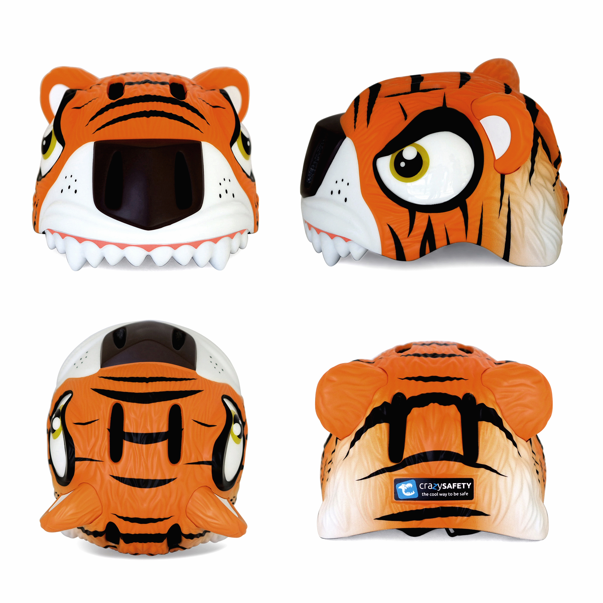  Kinderfahrradhelm | Orange Tiger | Crazy Safety | EN 1078-geprüft