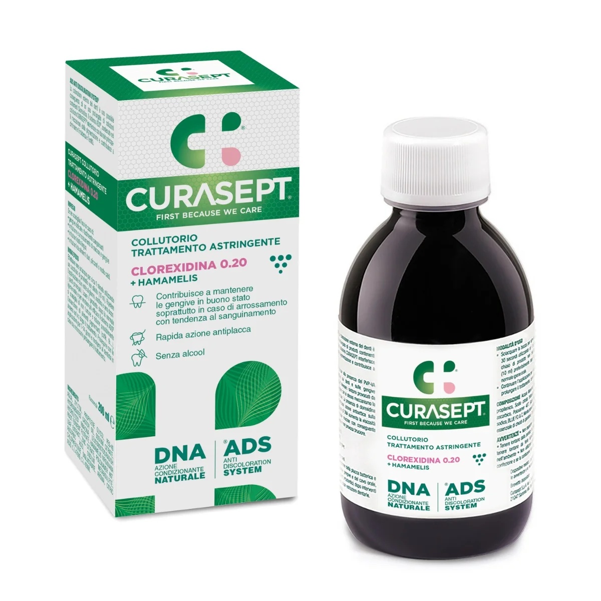 Enjuague bucal CURASEPT Curasept ADS DNA Tratamiento astringente 200 ml Clorhexidina 0.20 + Hamamelis