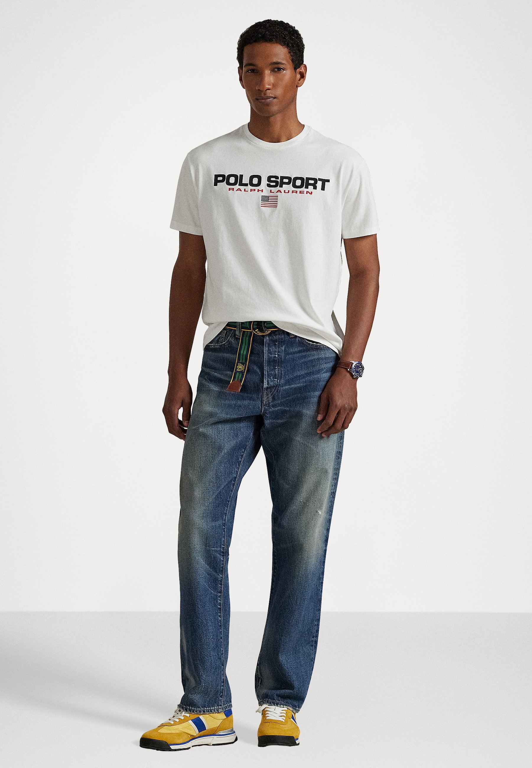 Polo Ralph Lauren Classic Fit Polo Sport Jersey T-shirt - T-shirt met print - wit/zwart