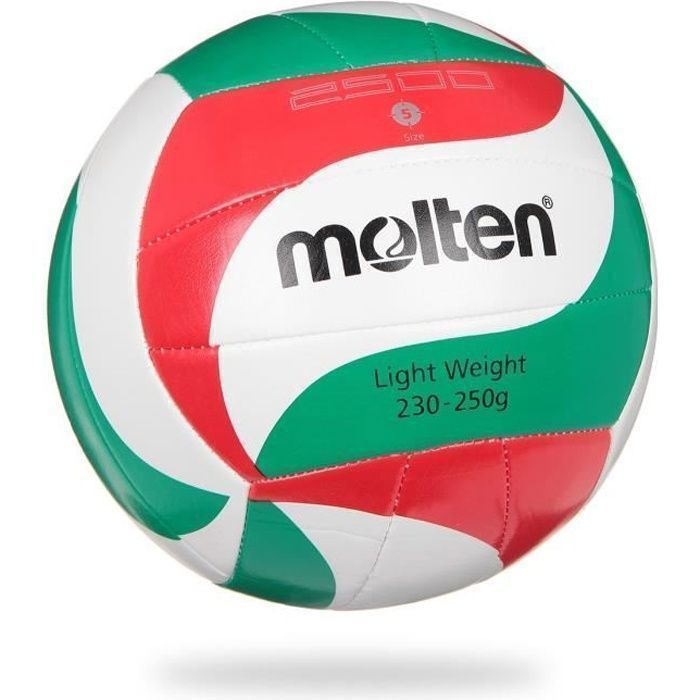 Lightweight Volleyball - MOLTEN - White, Red and Green - Versatile - Lightweight - Butyl Bladder