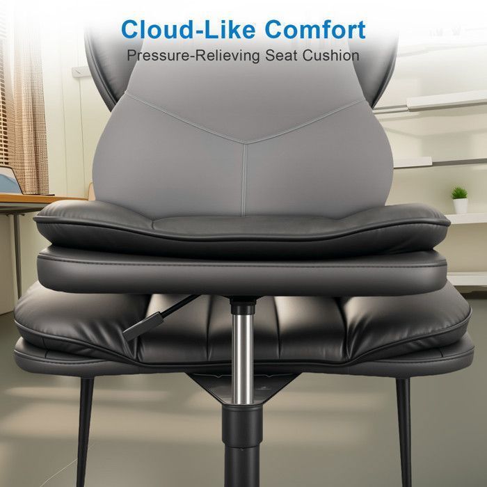 Black Cross-Leg Office Chair with Casters